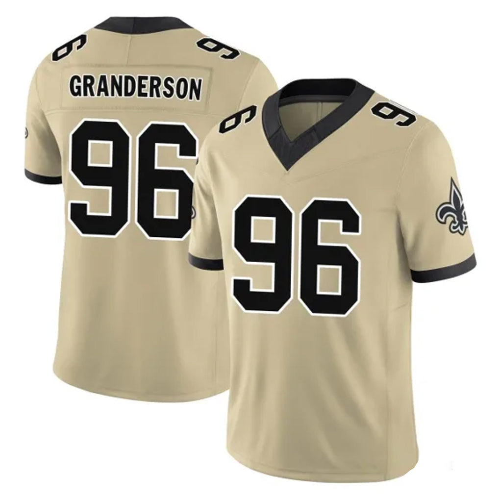 Qdoa NO.Saints #96 Carl Granderson Player Gold Limited Vapor F.U.S.E. Home Game Stitched Jerseys