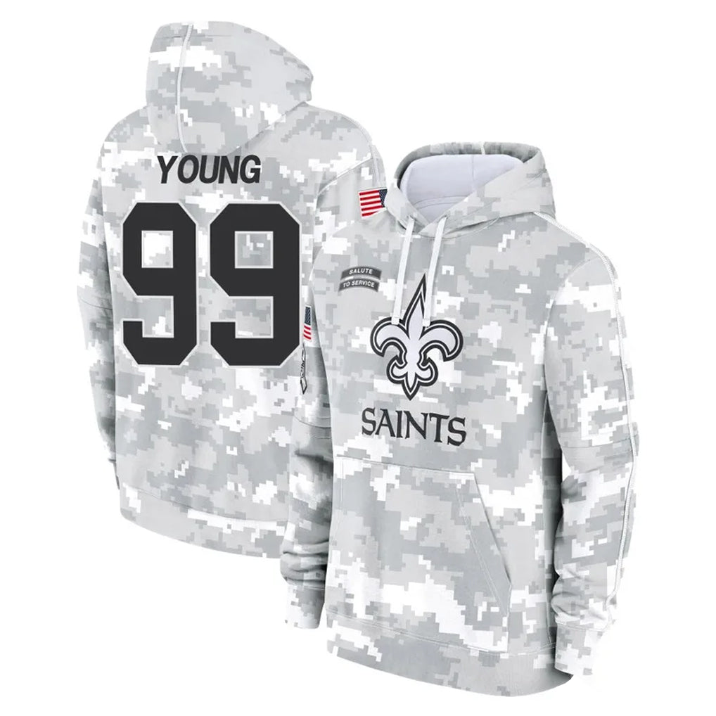 Qdoa NO.Saints #99 Chase Young Player Arctic Camo Salute to Service Pullover Hoodies Limited Game Stitched Jerseys