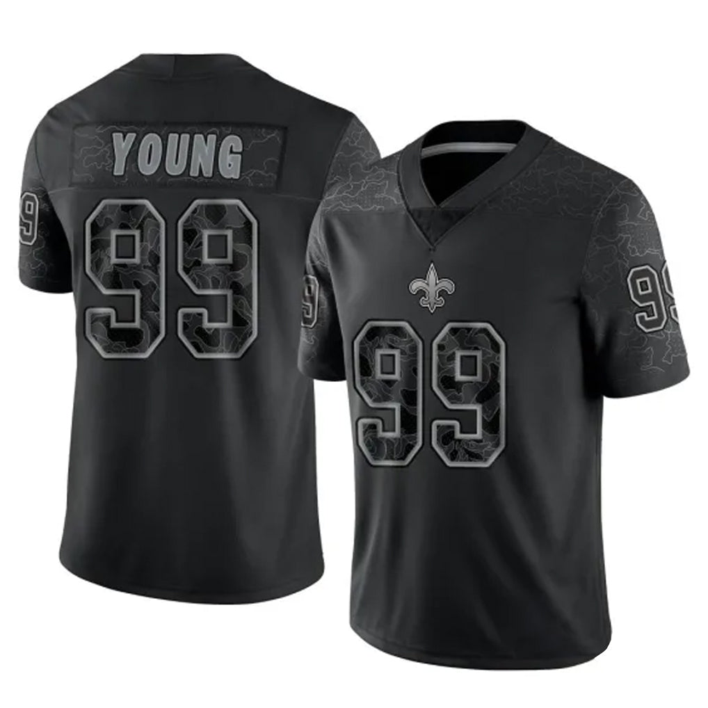 Qdoa NO.Saints #99 Chase Young Player Black Limited Reflective Home Game Stitched Jerseys