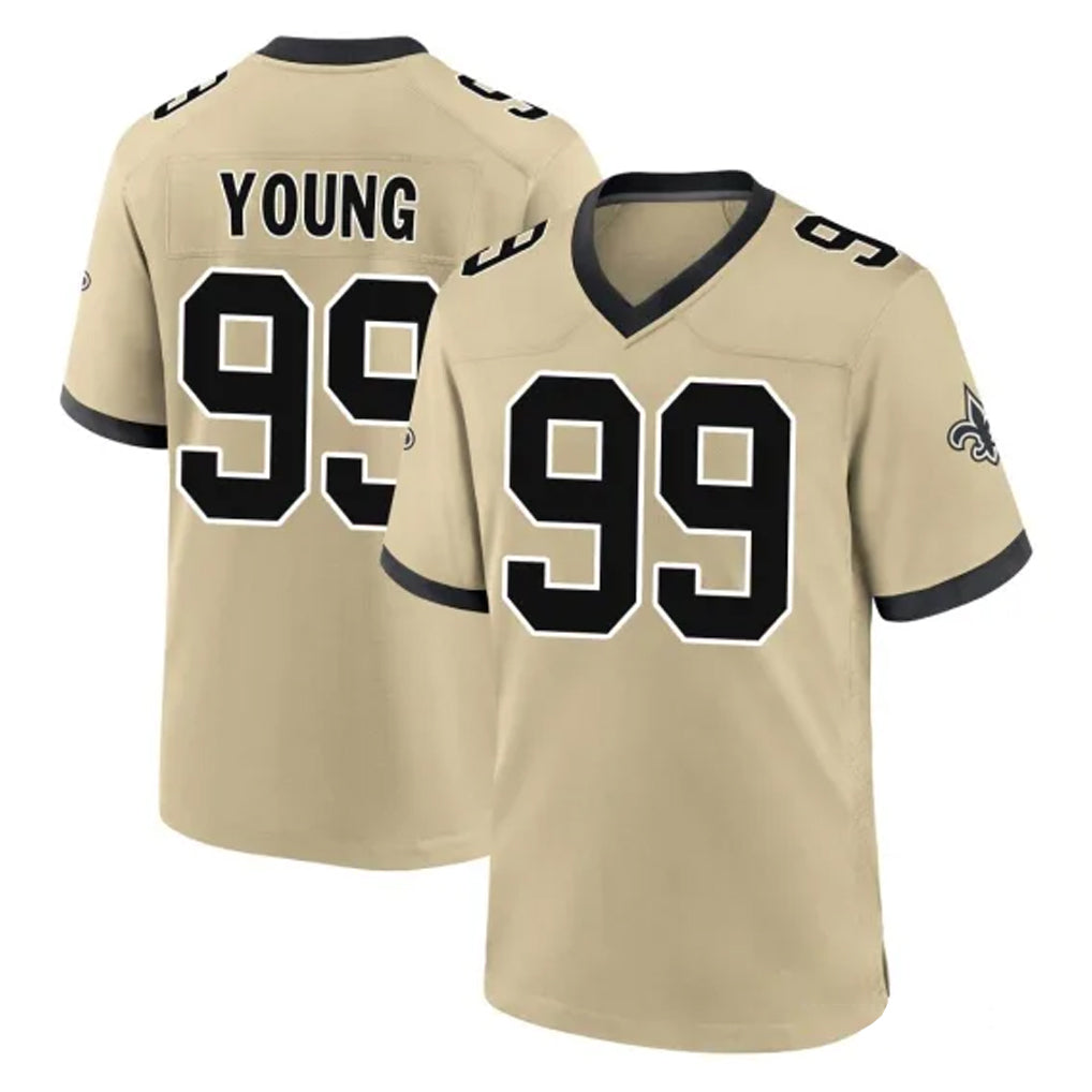 Qdoa NO.Saints #99 Chase Young Player Gold Home Game Stitched Jerseys