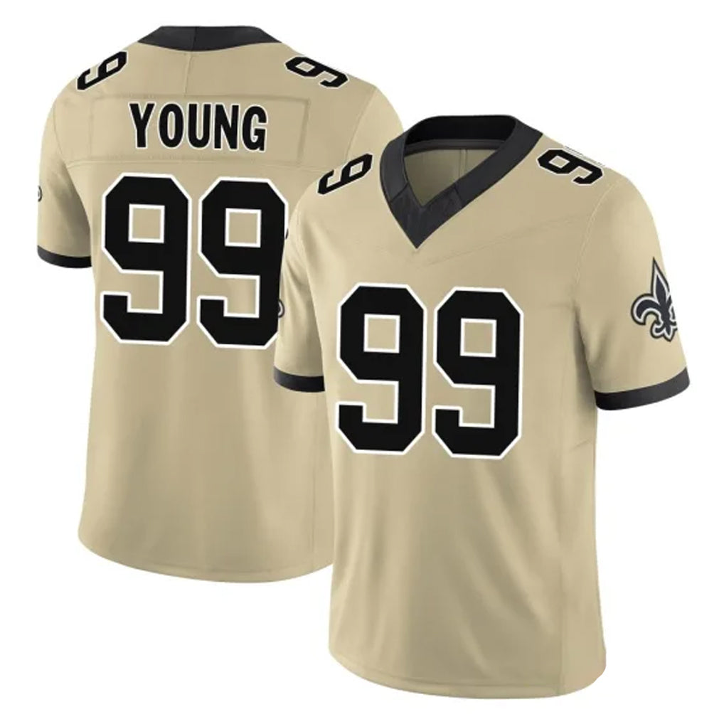 Qdoa NO.Saints #99 Chase Young Player Gold Limited Vapor F.U.S.E. Home Game Stitched Jerseys