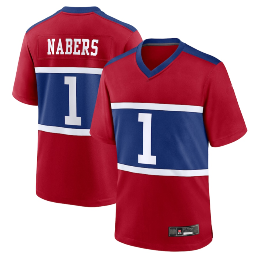 Qdoa NY.Giants #1 Malik Nabers Century Red Alternate Game Stitched Jerseys