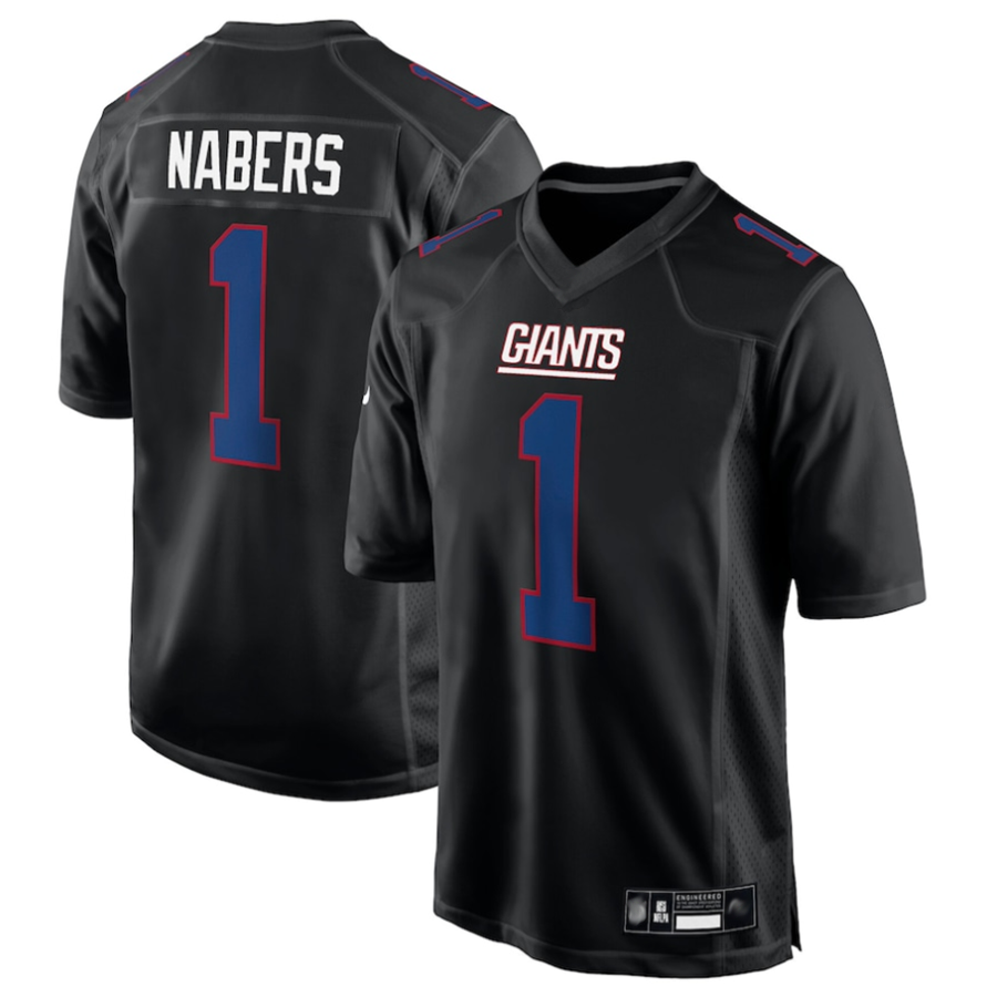 Qdoa NY.Giants #1 Malik Nabers Player Carbon Black Fashion Stitched Jerseys