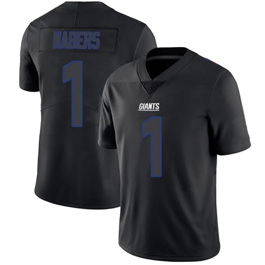 Qdoa NY.Giants #1 Malik Nabers Player Limited Black Impact Stitched Jerseys