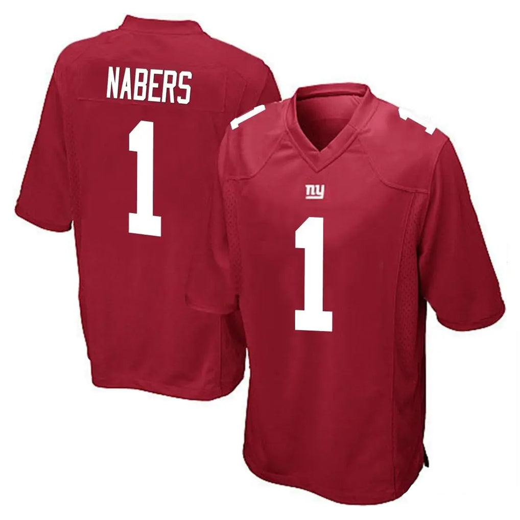 Qdoa NY.Giants #1 Malik Nabers Player Red Home Game Stitched Jerseys