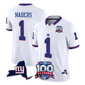 Qdoa NY.Giants #1 Malik Nabers Player White 100th Season & State Patch Vapor Limited Home Game Stitched Jerseys