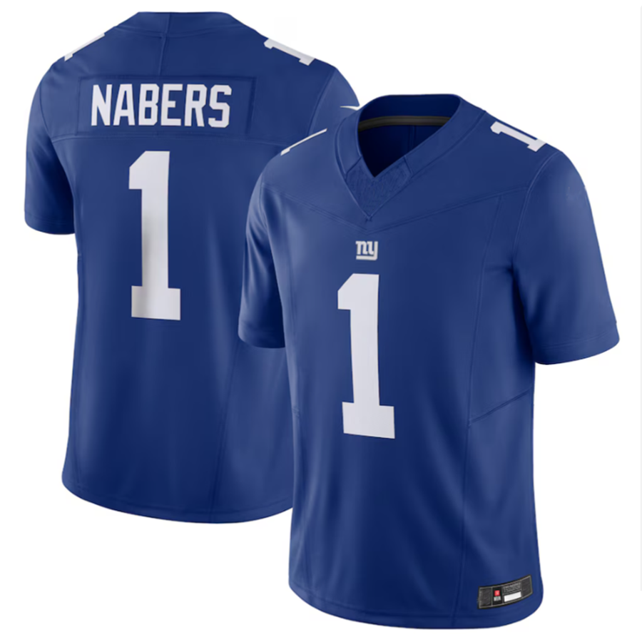 Qdoa NY.Giants #1 Malik Nabers Royal Vapor F.U.S.E. Limited American Stitched Stitched Jersey