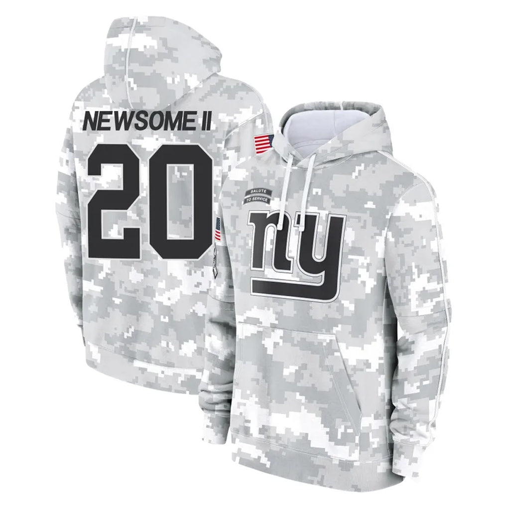 Qdoa NY.Giants #20 Greg Newsome II Player Arctic Camo Salute to Service Pullover Hoodies Limited Game Stitched Jerseys