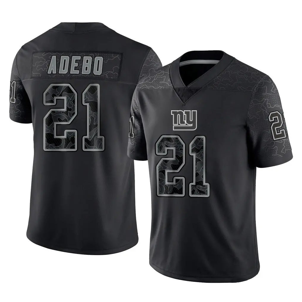 Qdoa NY.Giants #21 Paulson Adebo Player Black Limited Reflective Home Game Stitched Jerseys