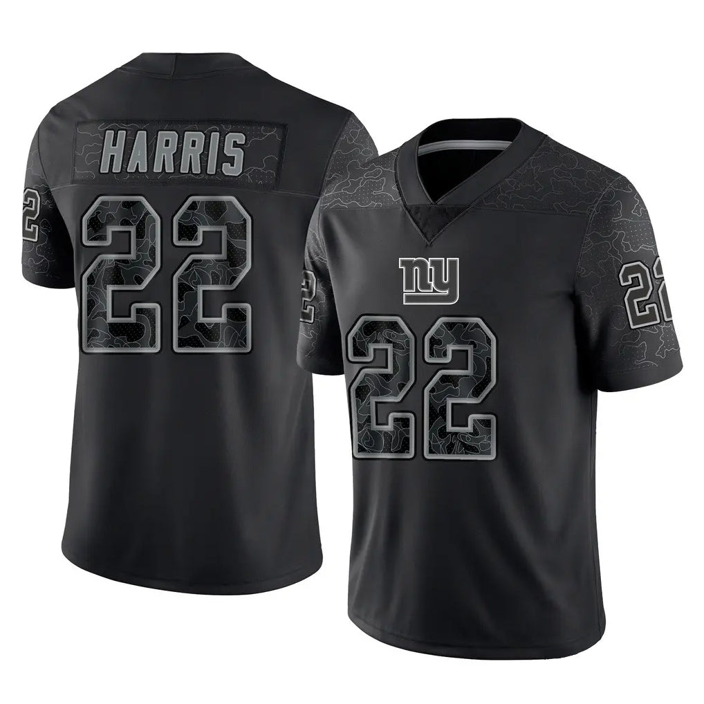 Qdoa NY.Giants #22 Najee Harris Player Black Limited Reflective Home Game Stitched Jerseys
