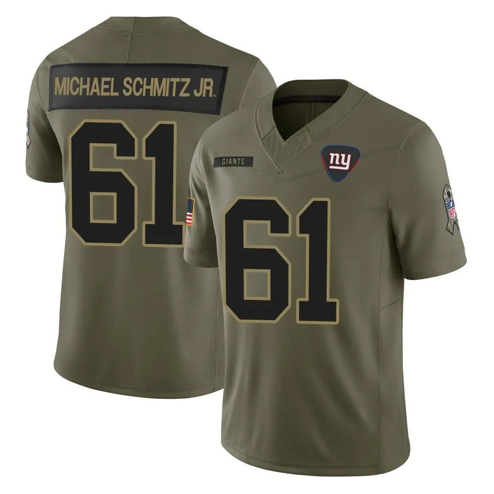 Qdoa NY.Giants #61 John Michael Schmitz Jr. Player Olive 2025 Salute To Service Limited Stitched Jerseys