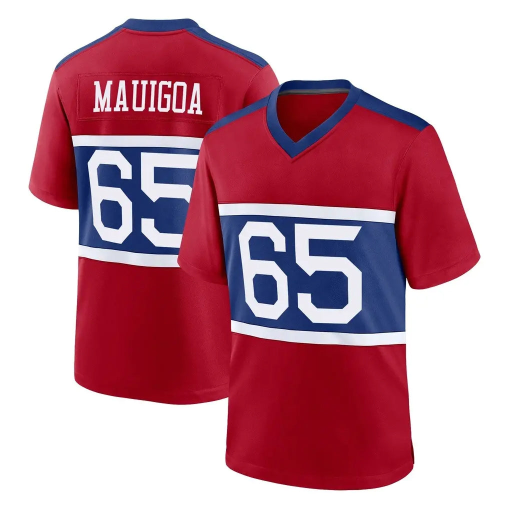 Qdoa NY.Giants #65 Francis Mauigoa Player Red Century Home Game Stitched Jerseys