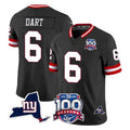Qdoa NY.Giants #6 Jaxson Dart Player Black 100th Season & State Patch Vapor Limited Home Game Stitched Jerseys