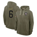 Qdoa NY.Giants #6 Jaxson Dart Player Olive Salute to Service Pullover Hoodies Limited Stitched Jerseys