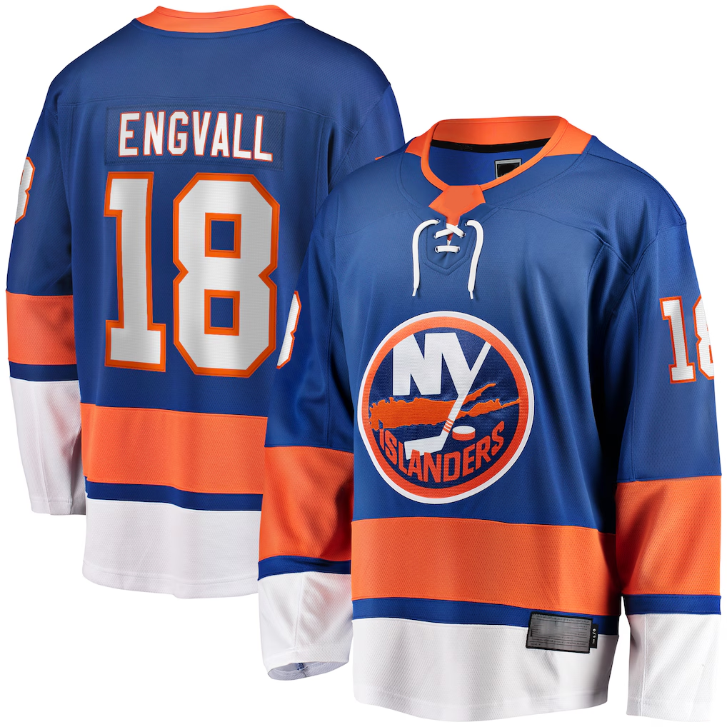 Qdoa NY.Islanders #18 Pierre Engvall Blue Home Premier Breakaway Player Jerseys