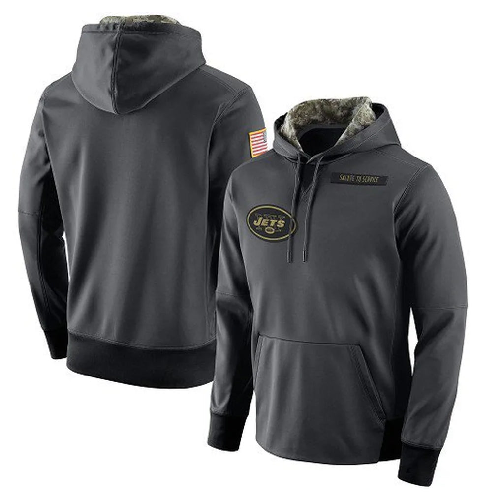 Qdoa NY.Jets Gray Pullover Hoodies Limited Game Blank Player Stitched Jerseys
