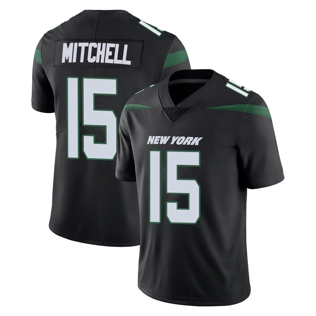 Qdoa NY.Jets #15 Adonai Mitchell Player Stealth Black Limited Vapor Home Game Stitched Jerseys