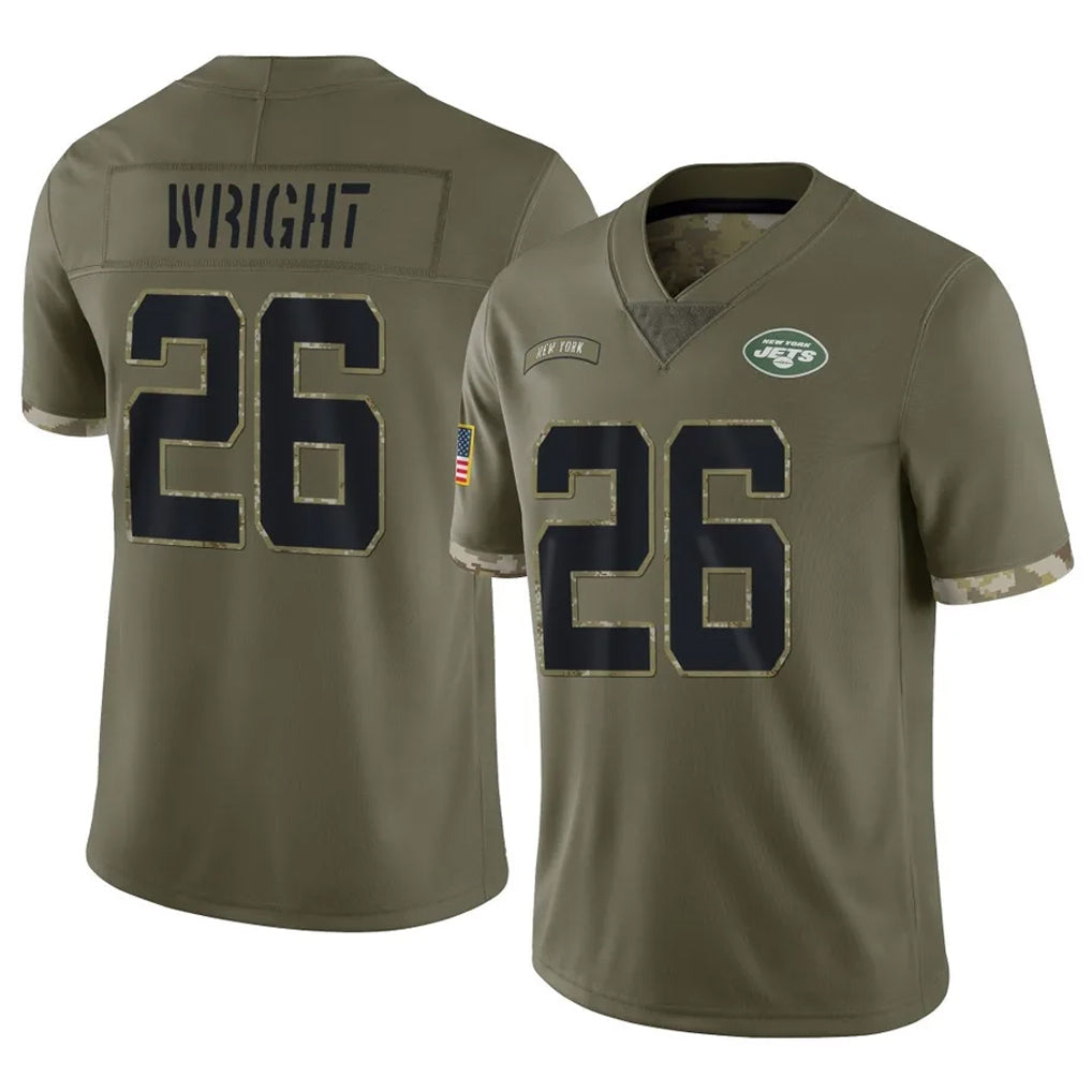 Qdoa NY.Jets #26 Nahshon Wright Player Olive Salute To Service Limited Stitched Jerseys