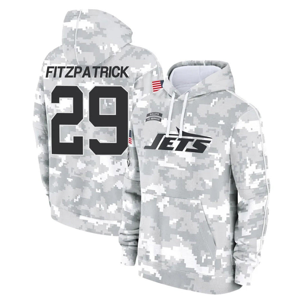 Qdoa NY.Jets #29 Minkah Fitzpatrick Player Arctic Camo Salute to Service Pullover Hoodies Limited Game Stitched Jerseys
