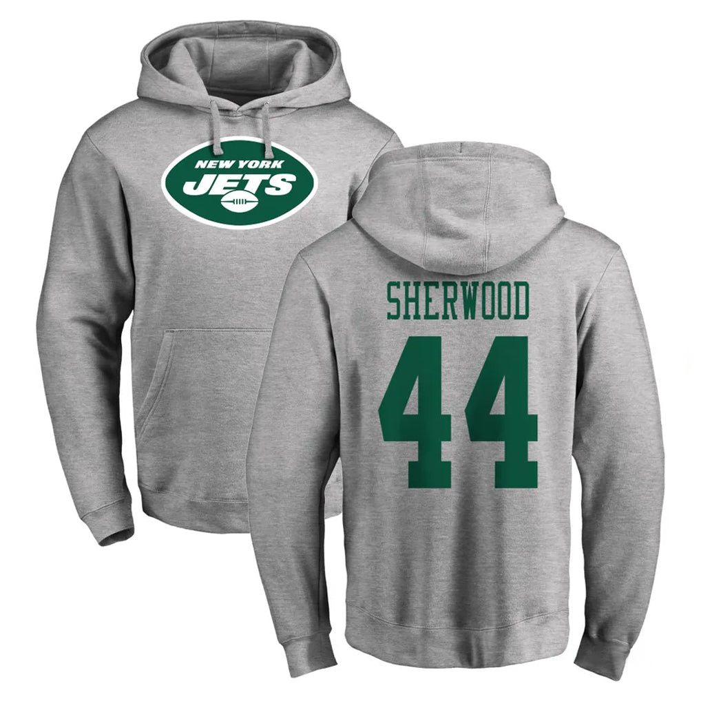 Qdoa NY.Jets #44 Jamien Sherwood Player Gray LOGO Pullover Hoodies Limited Game Stitched Jerseys