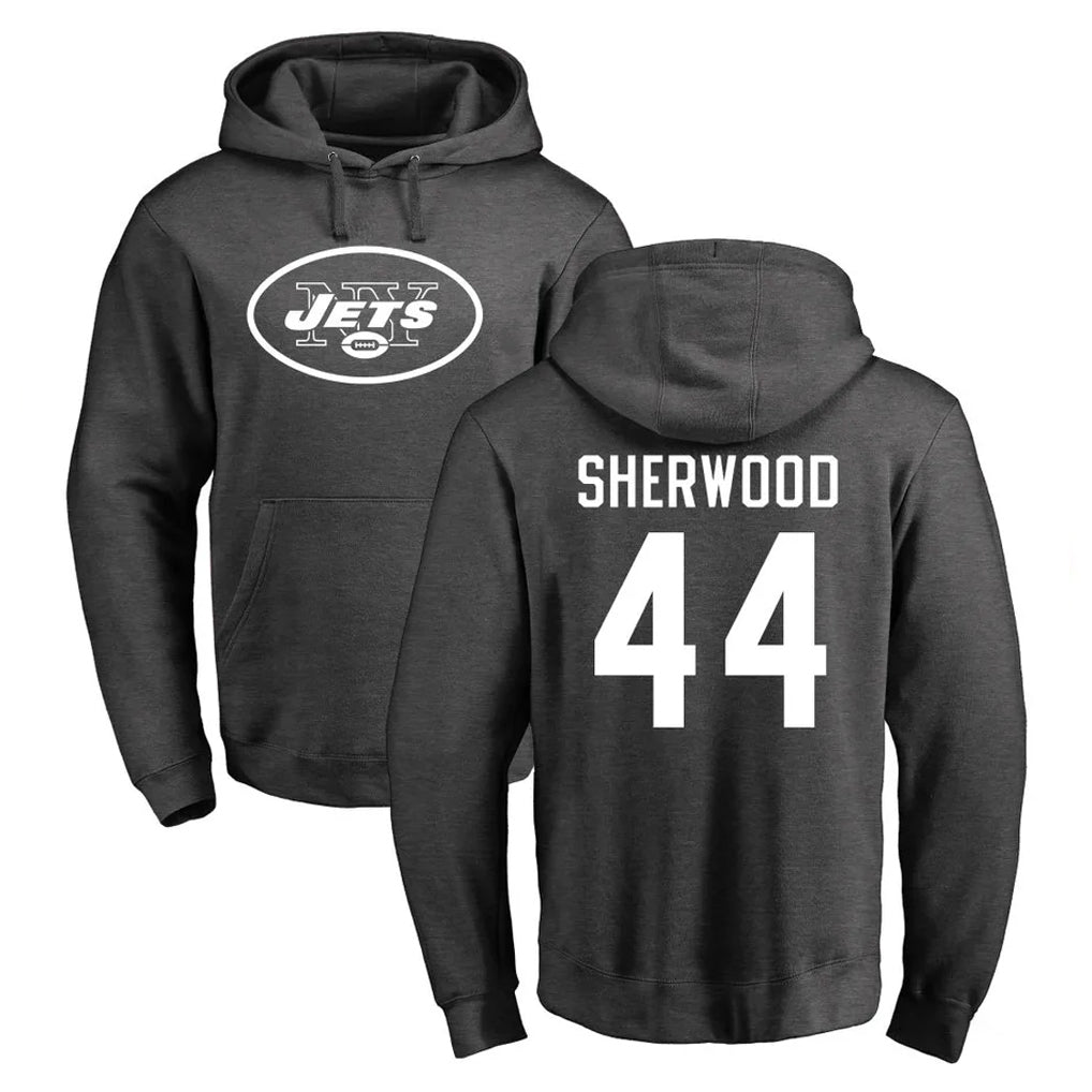 Qdoa NY.Jets #44 Jamien Sherwood Player Gray Pullover Hoodies Limited Game Stitched Jerseys