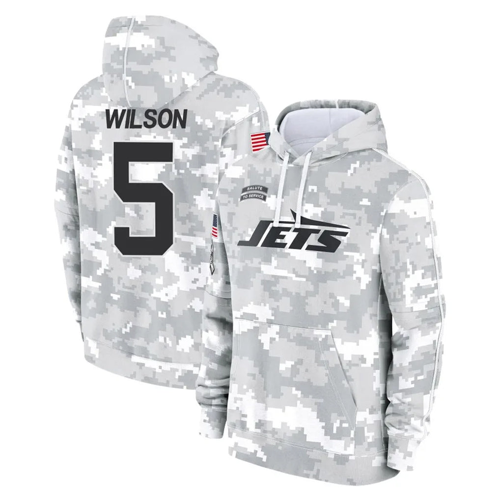 Qdoa NY.Jets #5 Garrett Wilson Player Arctic Camo Salute to Service Pullover Hoodies Limited Game Stitched Jerseys