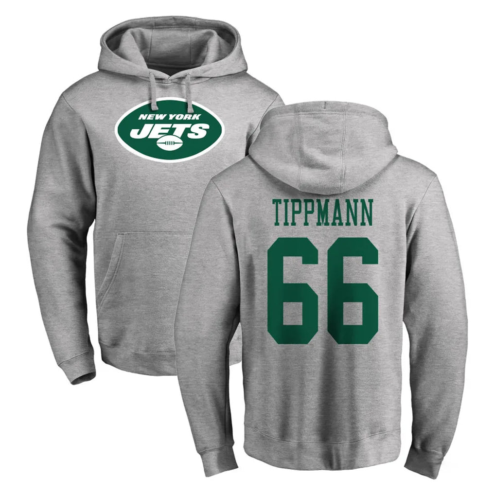 Qdoa NY.Jets #66 Joe Tippmann Player Gray LOGO Pullover Hoodies Limited Game Stitched Jerseys