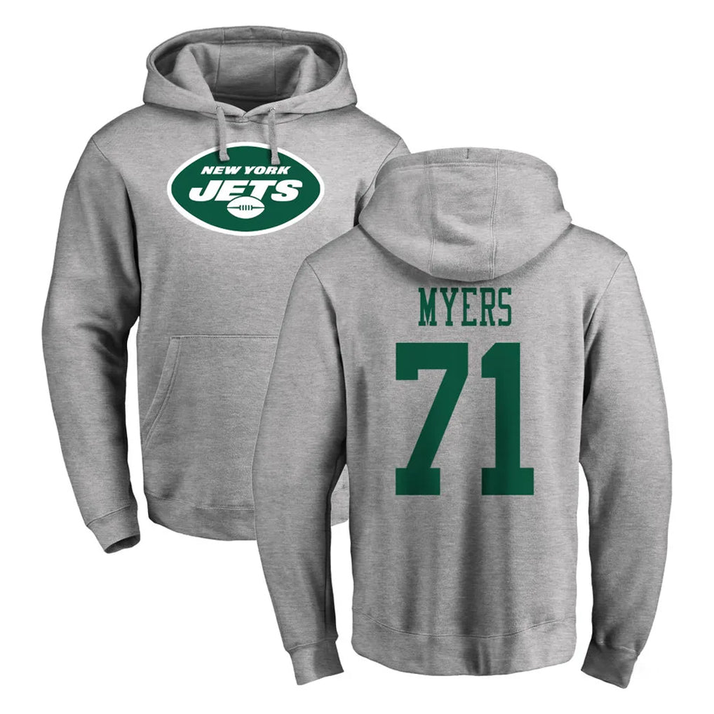 Qdoa NY.Jets #71 Josh Myers Player Gray LOGO Pullover Hoodies Limited Game Stitched Jerseys