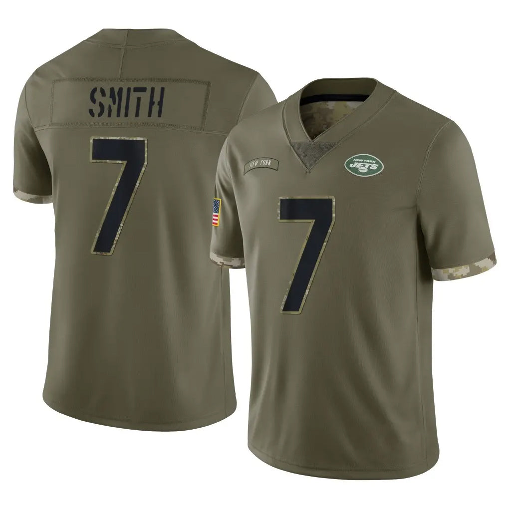 Qdoa NY.Jets #7 Geno Smith Player Olive Salute To Service Limited Stitched Jerseys