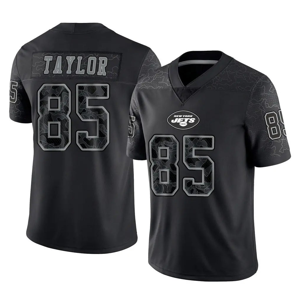 Qdoa NY.Jets #85 Mason Taylor Player Stealth Black Limited Reflective Home Game Stitched Jerseys