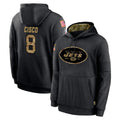Qdoa NY.Jets #8 Andre Cisco Player Black Salute to Service Hoodies Limited Game Stitched Jerseys