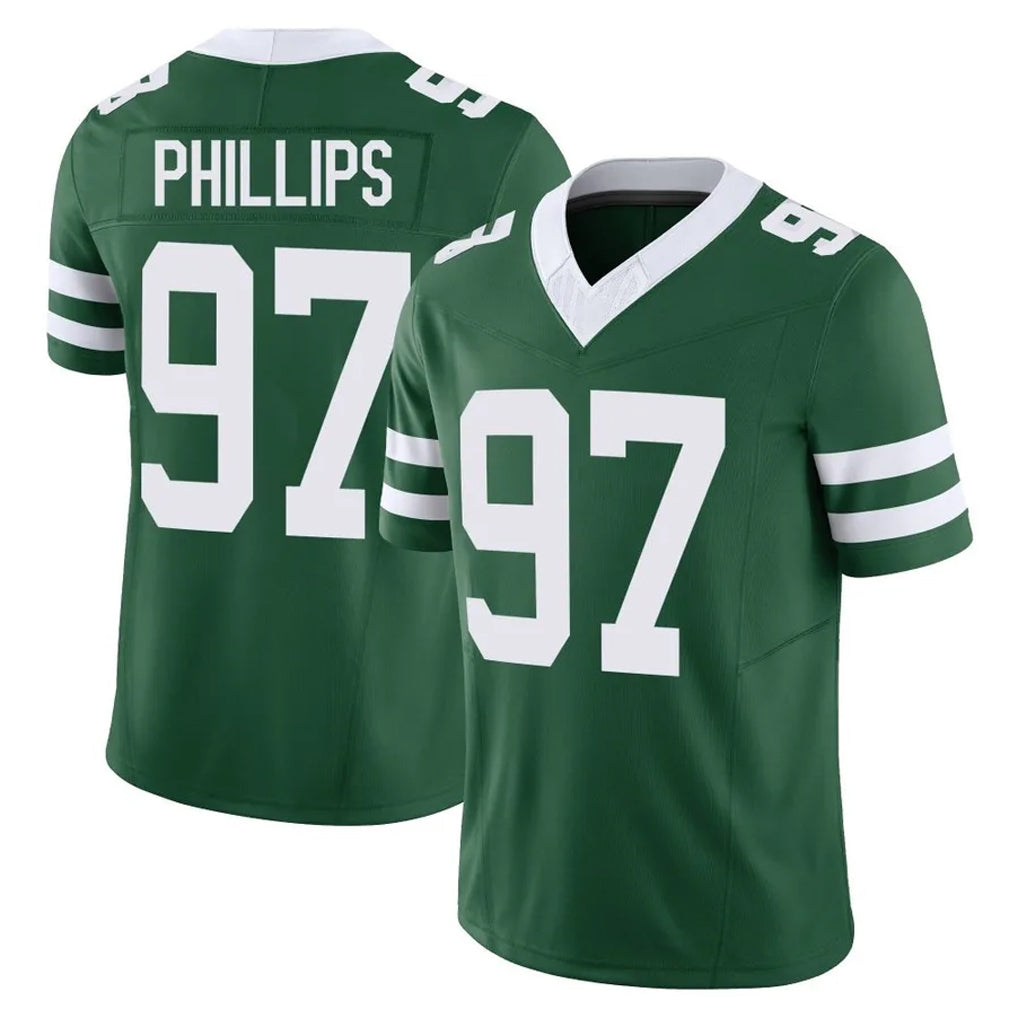Qdoa NY.Jets #97 Harrison Phillips Player Green Legacy Limited Vapor F.U.S.E. Home Game Stitched Jerseys
