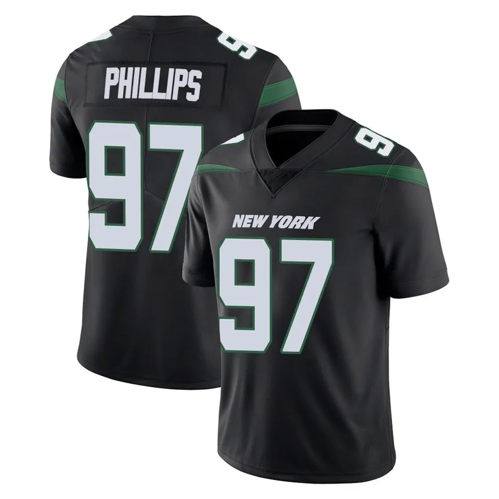 Qdoa NY.Jets #97 Harrison Phillips Player Stealth Black Limited Vapor Home Game Stitched Jerseys