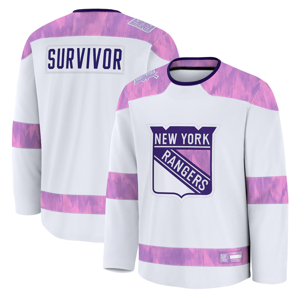 Qdoa NY.Rangers White Hockey Fights Cancer Survivor Practice Jerseys