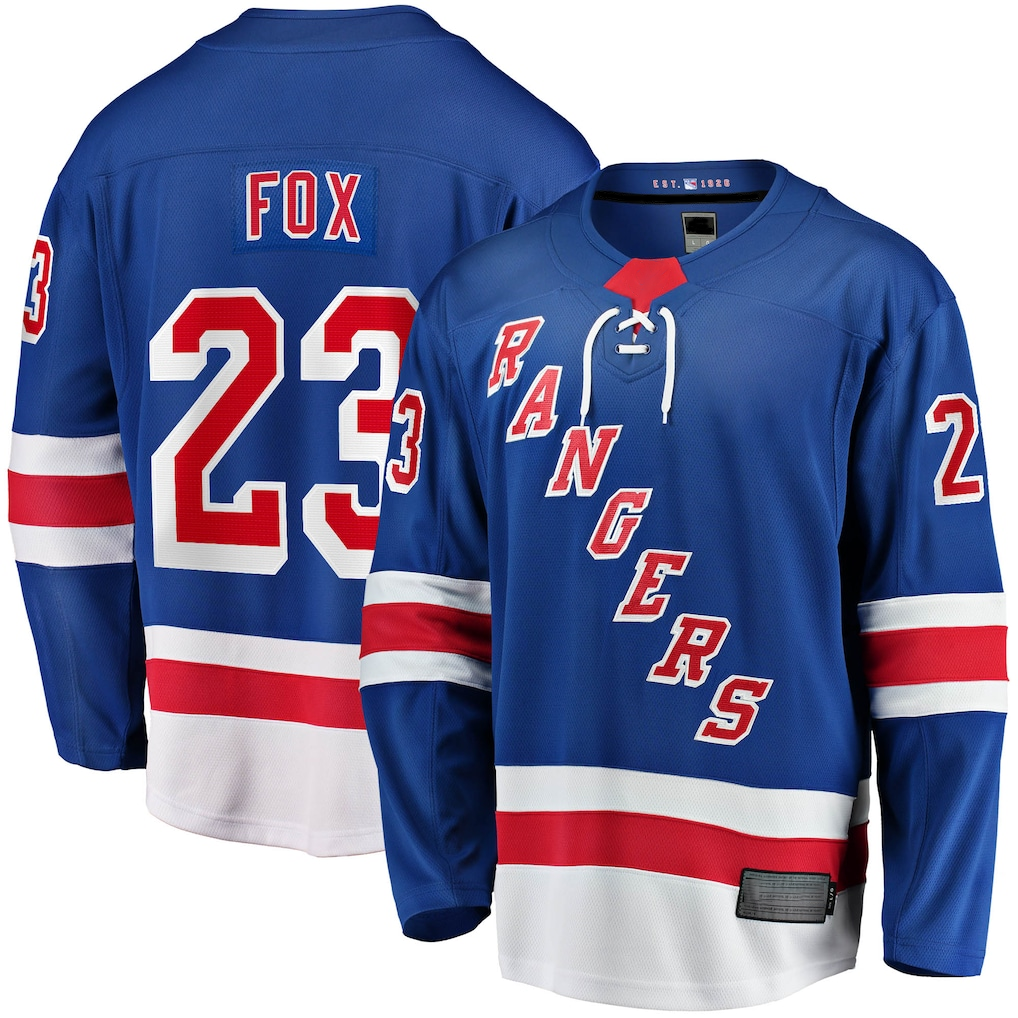 Qdoa NY.Rangers #23 Adam Fox Blue Home Breakaway Replica Jerseys