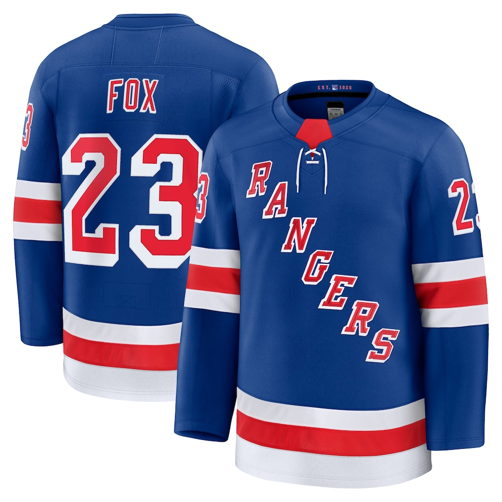 Qdoa NY.Rangers #23 Adam Fox Blue Home Premium Jerseys
