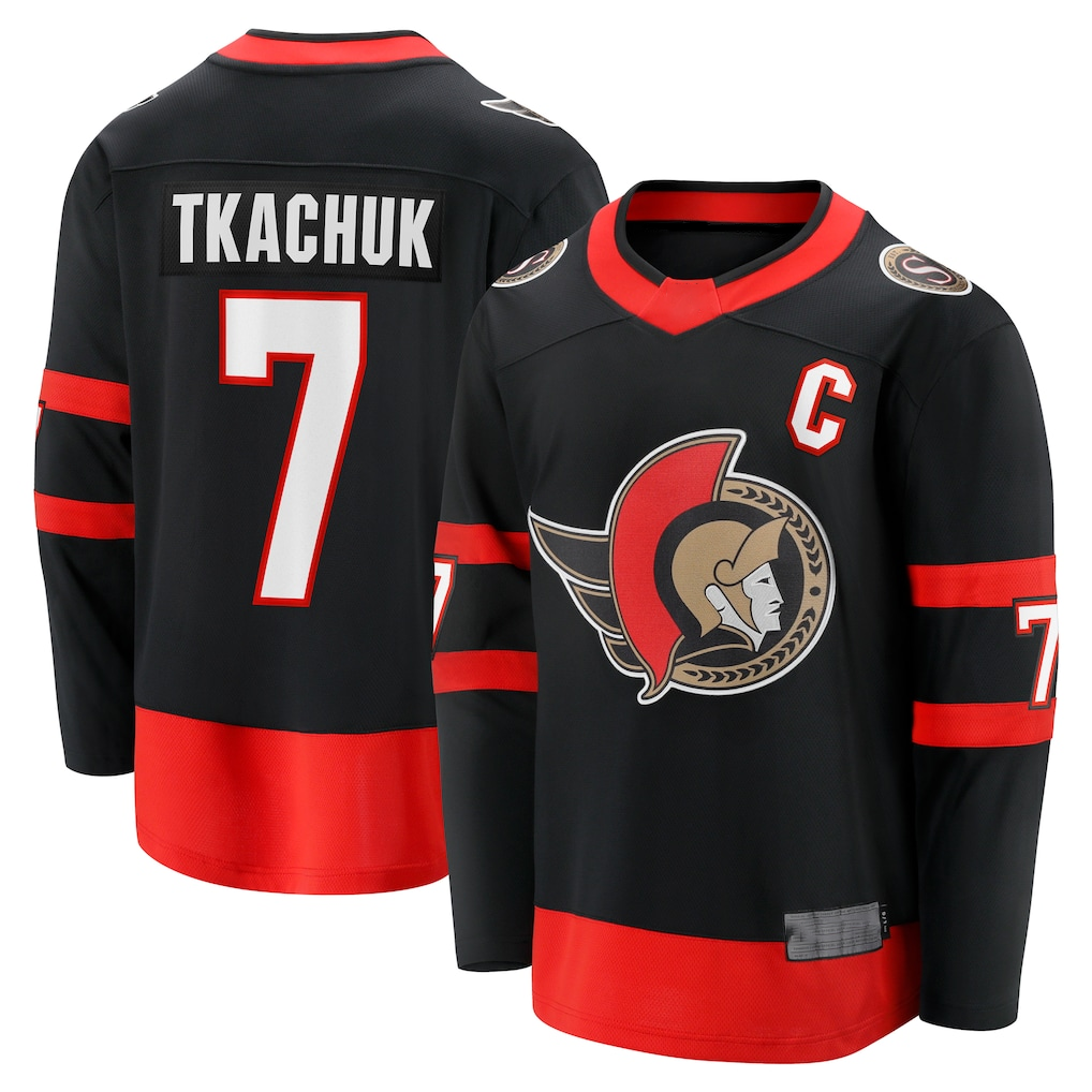 Qdoa O.Senators #7 Brady Tkachuk Black Home Breakaway Jerseys