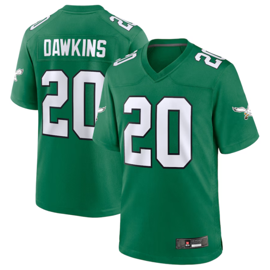 Qdoa P.Eagles #20 Brian Dawkins Green Alternate Retired Player Game Stitched American Stitched Jerseys