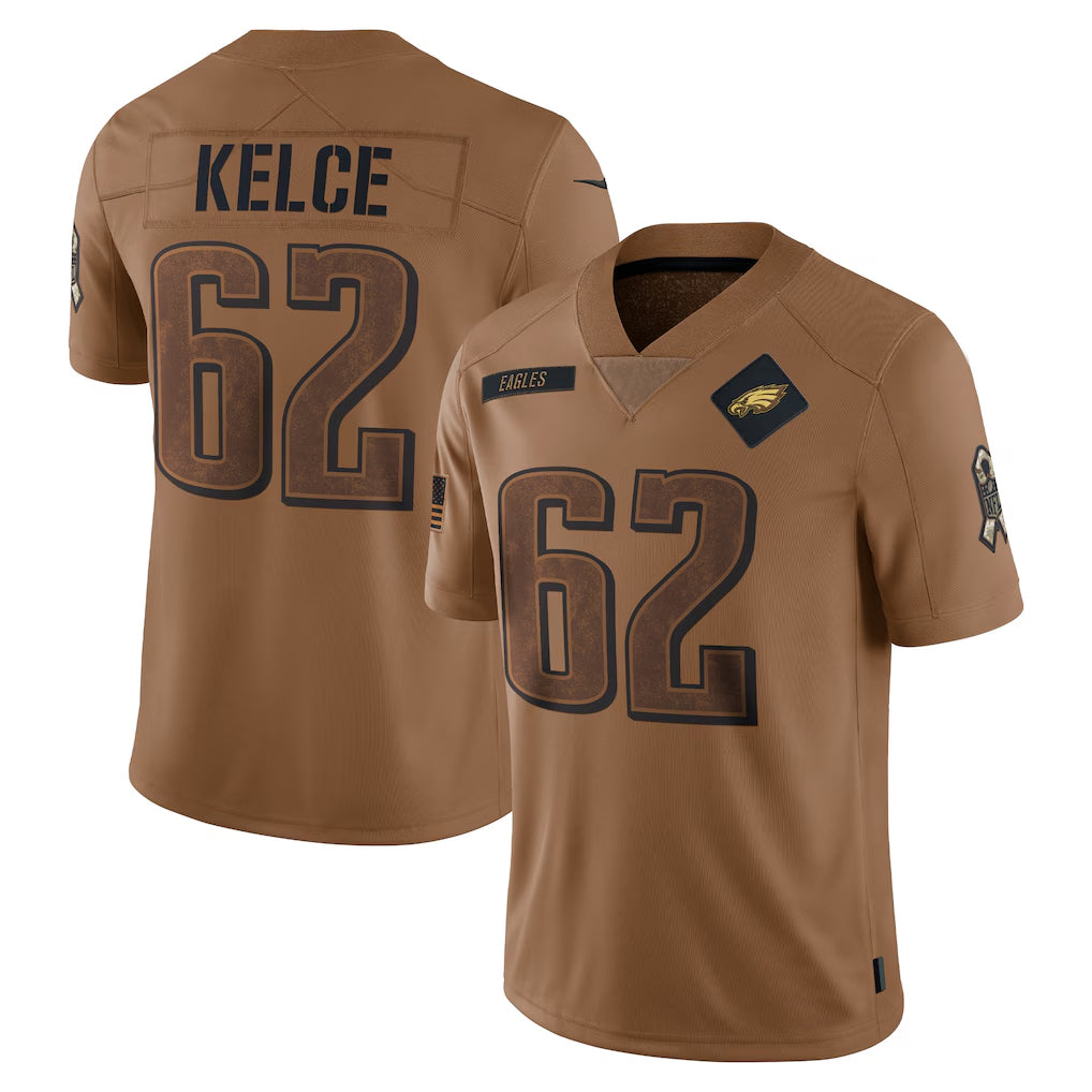 Qdoa P.Eagles #62 Jason Kelce Player Brown Salute To Service Limited Stitched Jerseys