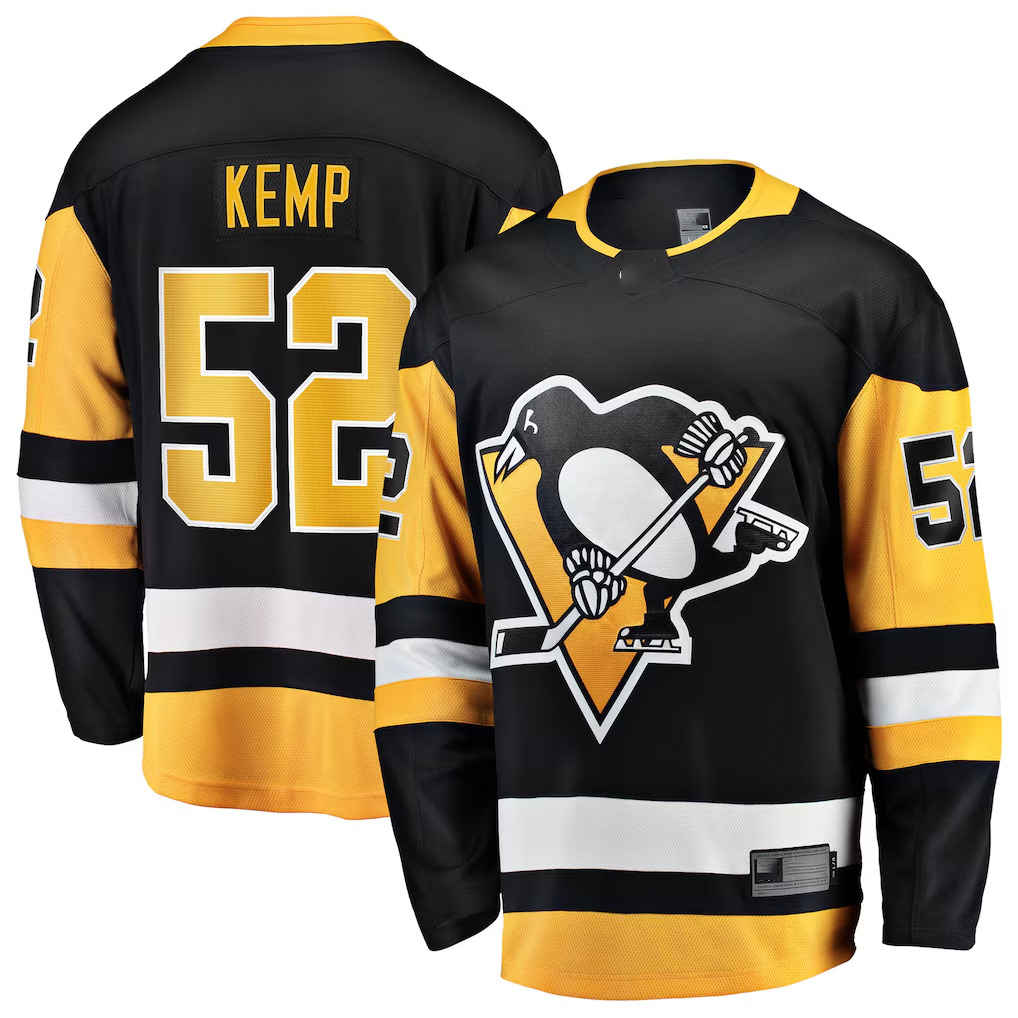 Qdoa P.Penguins #52 Philip Kemp Black Home Breakaway Jerseys