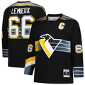 Qdoa P.Penguins #66 Mario Lemieux Mitchell & Ness Black 1996-97 Blue Line 2.0 Jerseys