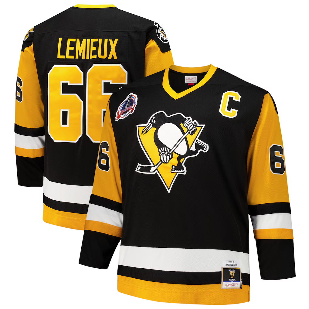 Qdoa P.Penguins #66 Mario Lemieux Mitchell & Ness Black Big & Tall 1991-92 Blue Line 2.0 Jerseys