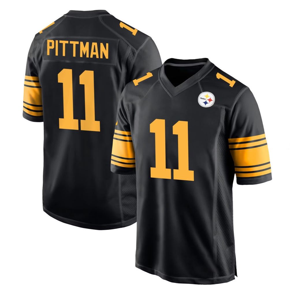 Qdoa P.Steelers #11 Michael Pittman Jr. Player Black Color Rush Home Game Stitched Jerseys