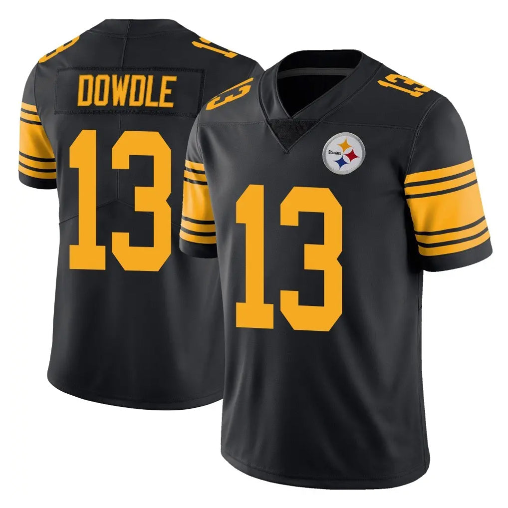 Qdoa P.Steelers #13 Rico Dowdle Player Black Limited Color Rush Home Game Stitched Jerseys