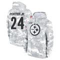 Qdoa P.Steelers #24 Joey Porter Jr. Player Arctic Camo Limited Salute to Service Pullover Hoodies Game Stitched Jerseys