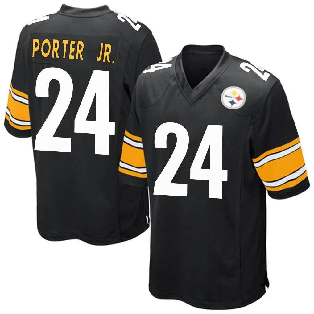 Qdoa P.Steelers #24 Joey Porter Jr. Player Black Game Home Stitched Jerseys