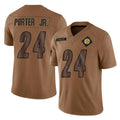 Qdoa P.Steelers #24 Joey Porter Jr. Player Brown Limited Salute To Service Home Game Stitched Jerseys