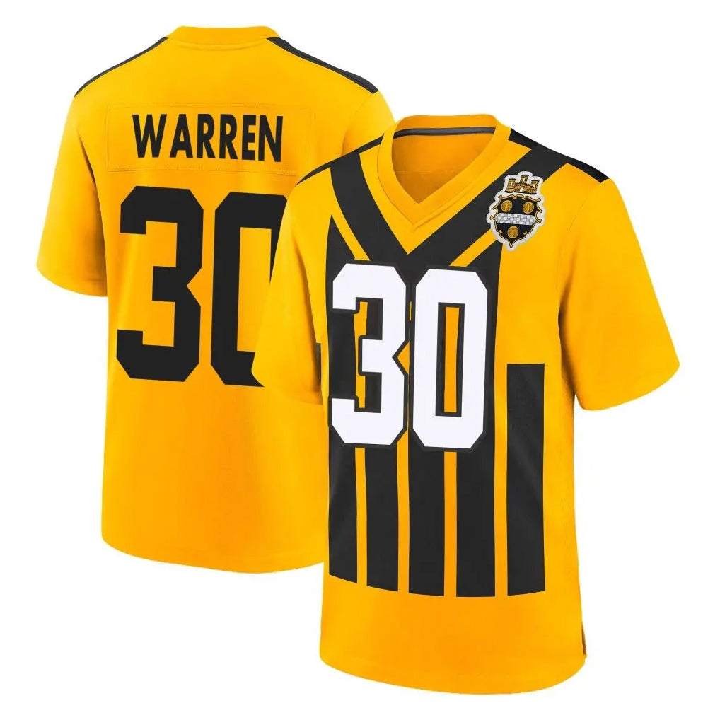 Qdoa P.Steelers #30 Jaylen Warren Player Gold Limited 1933 Throwback Home Game Stitched Jerseys