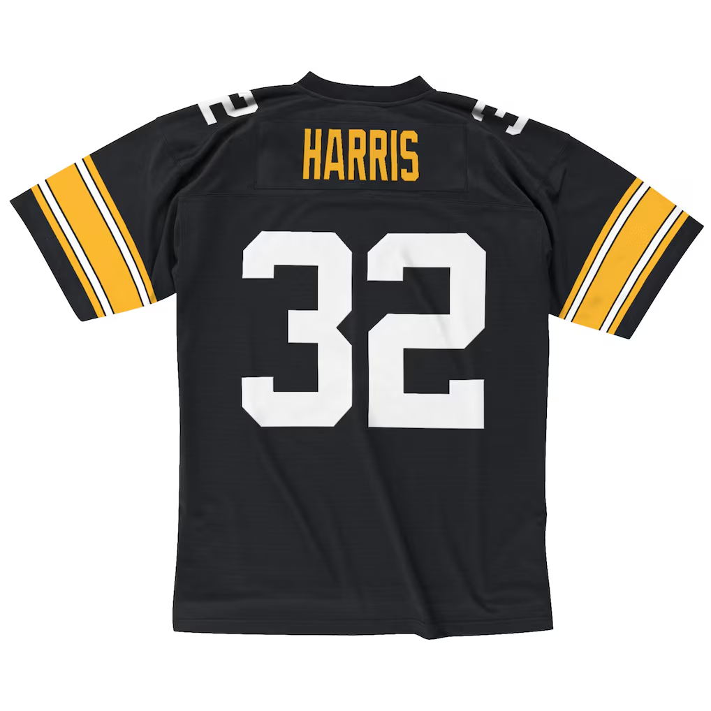 Qdoa P.Steelers #32 Franco Harris Mitchell & Ness Black Legacy Replica Stitched Puhic Jersey