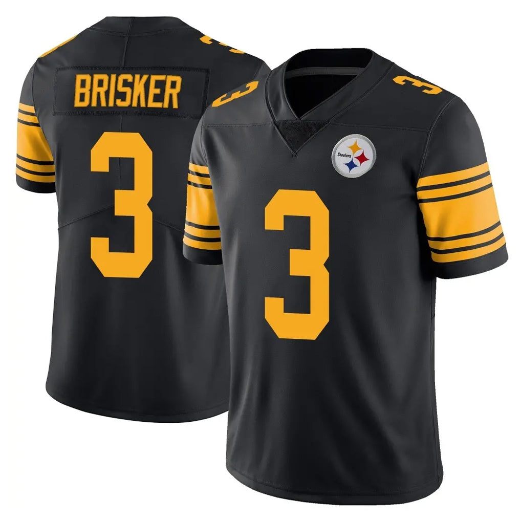 Qdoa P.Steelers #3 Jaquan Brisker Player Black Limited Color Rush Home Game Stitched Jerseys